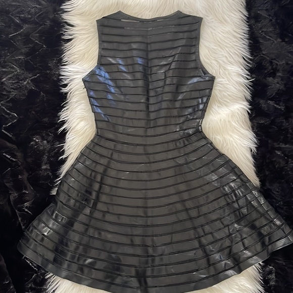 Saks Fifth Ave. Red faux leather dress side zip XS waist 26” bust 34” - Picture 4 of 5